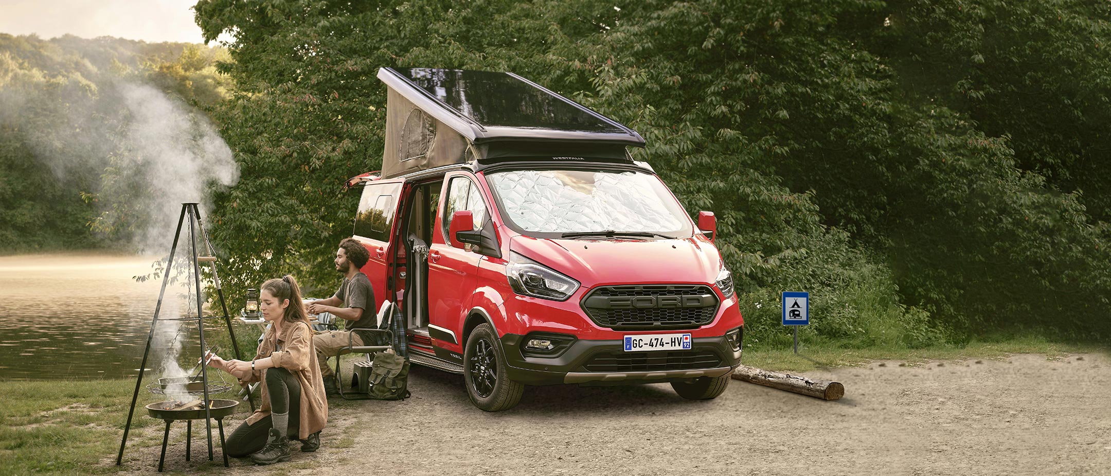 Ford Transit Custom Nugget parked in nature