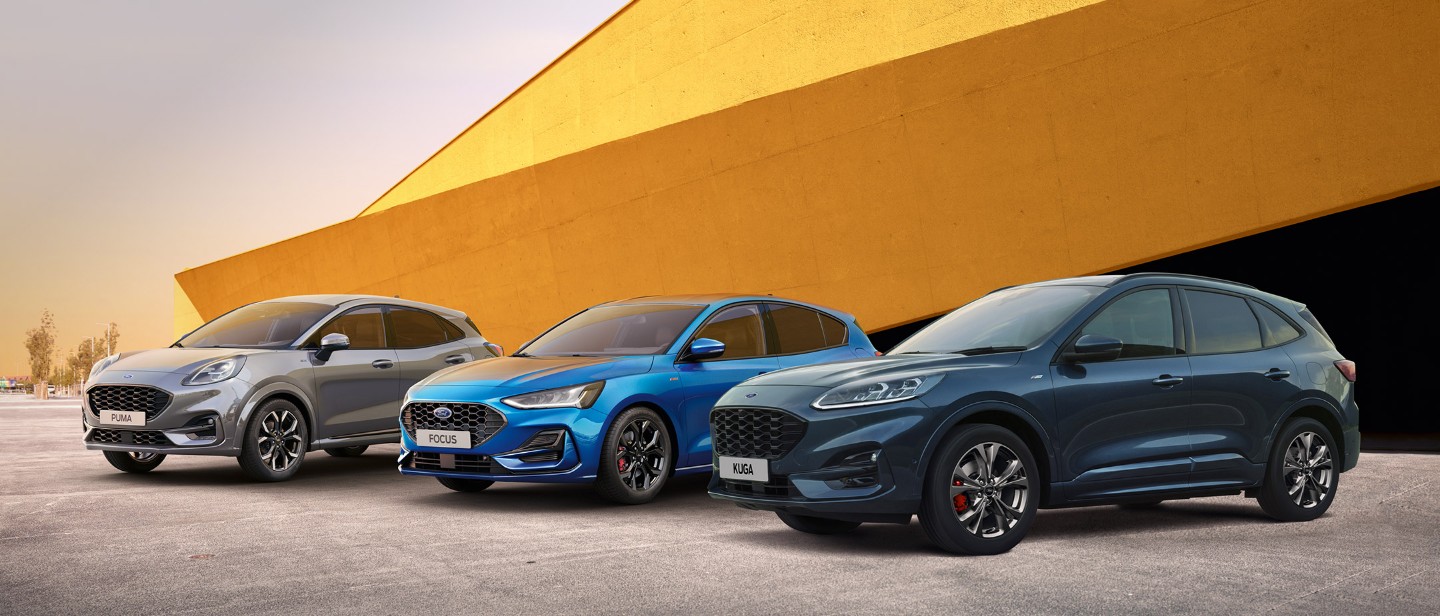 Puma, Kuga and Focus on yellow background