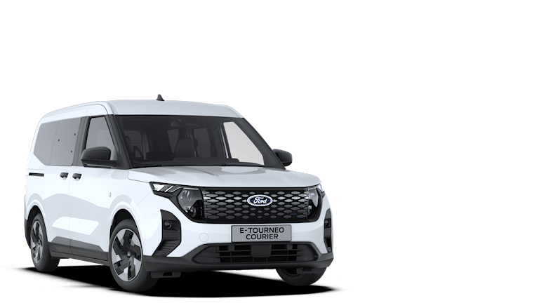 Ford E-Tourneo Courier blanche, vue de face