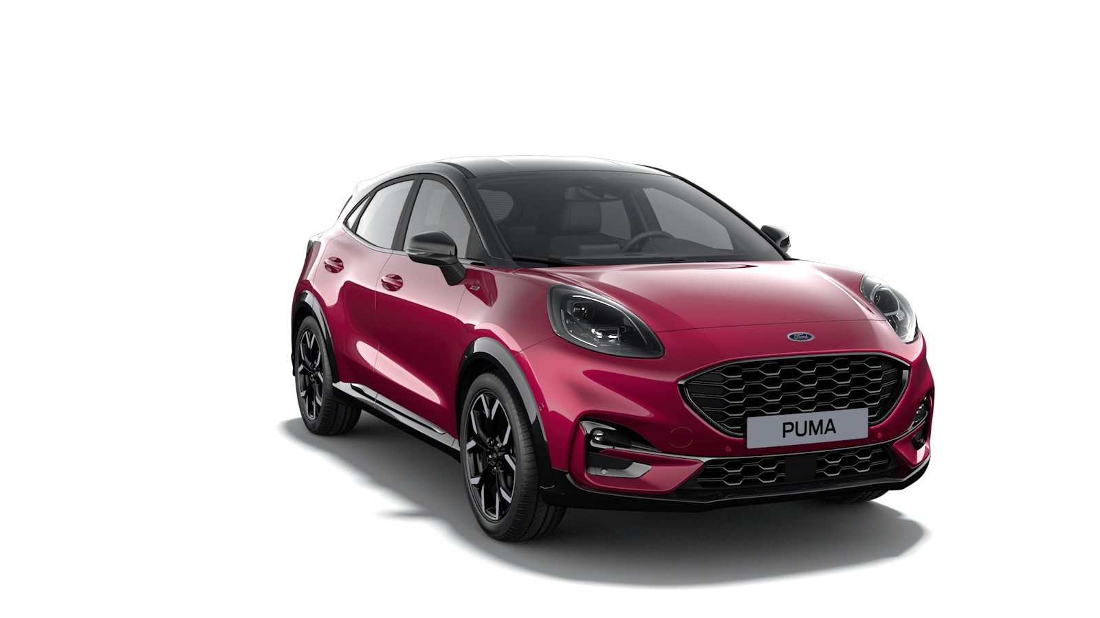 Vue avant de 3/4 du Ford Puma Vivid Ruby Edition