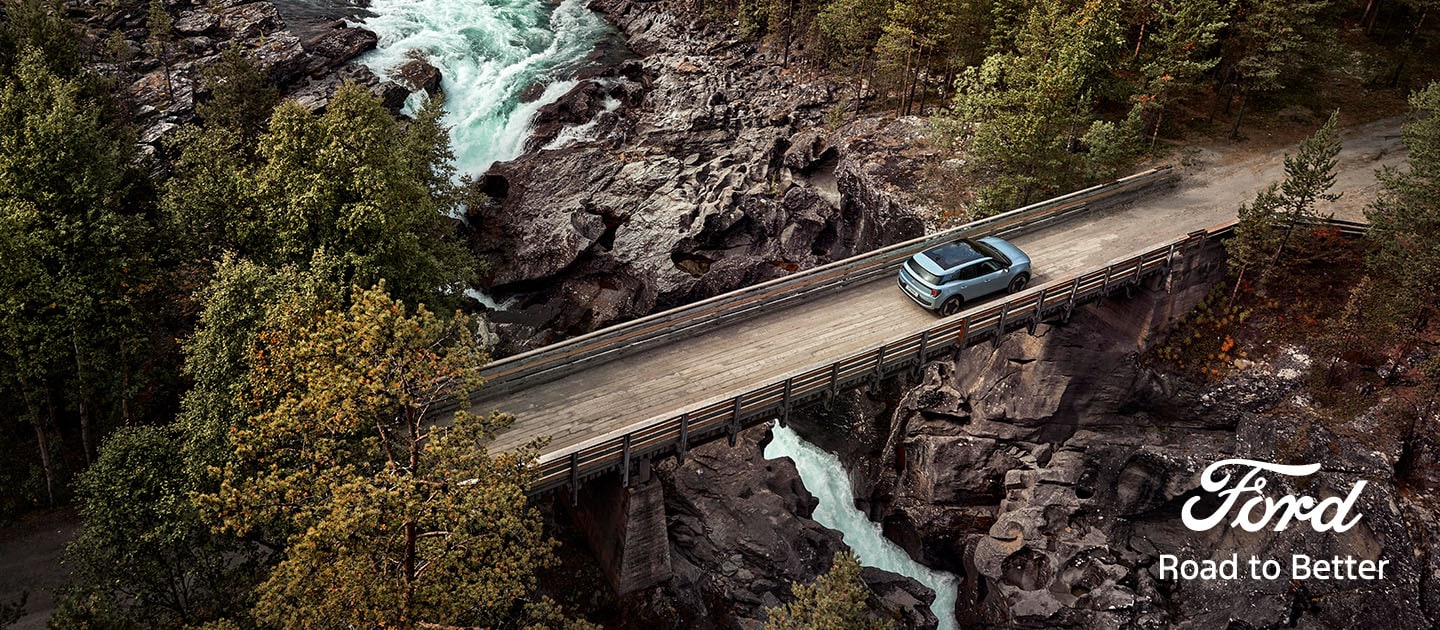 New All-Electric Ford Explorer crossing a bridge