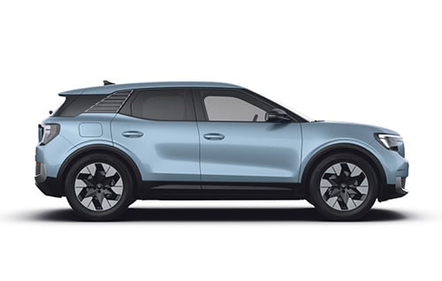 Une Ford Explorer électrique bleue.