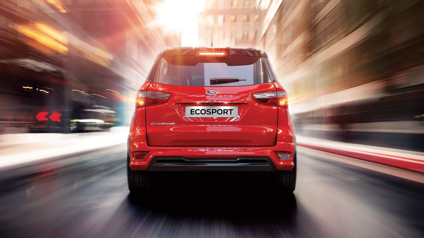 Rear view of Ford EcoSport in city street