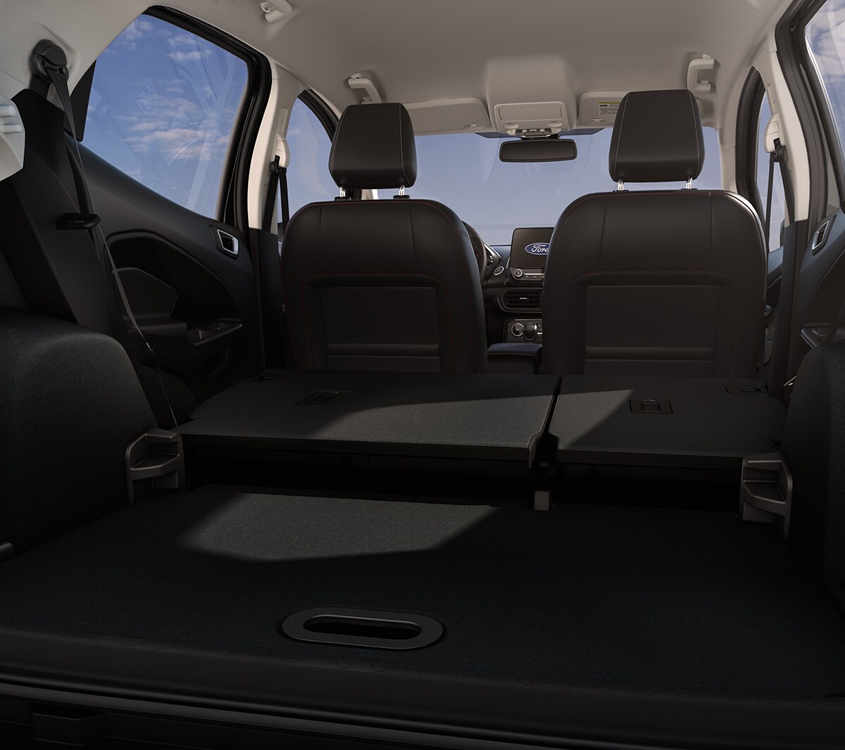 New Ford EcoSport interior with rear seats folded