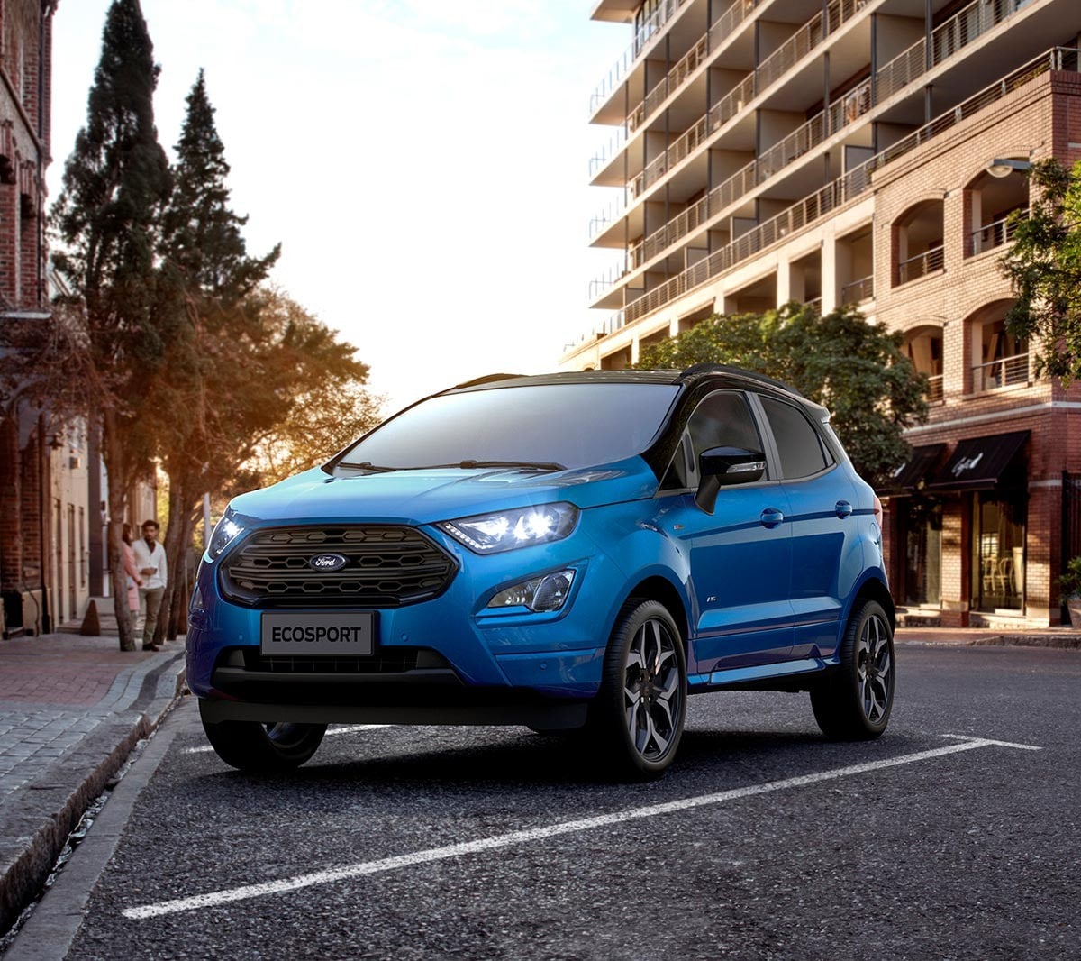 Blue Ford EcoSport parked