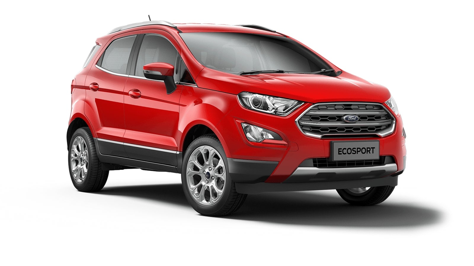 Red Ford EcoSport Titanium from 3/4 front view
