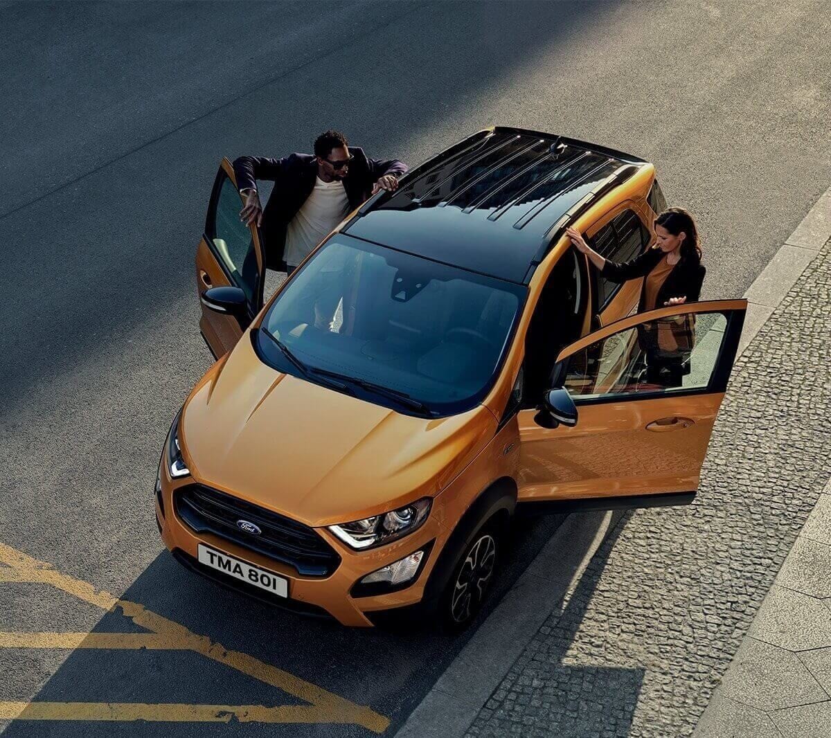 New Ford EcoSport Active and woman aerial shot