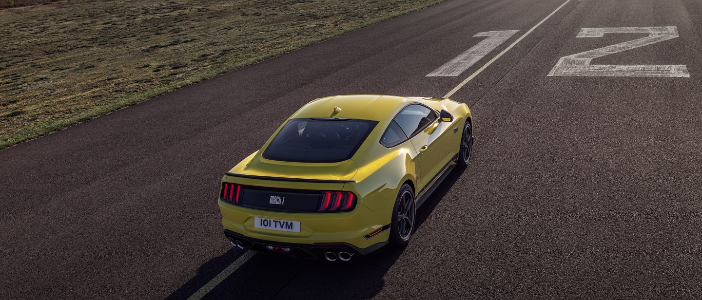 Ford Mustang Mach 1 rear overhead view