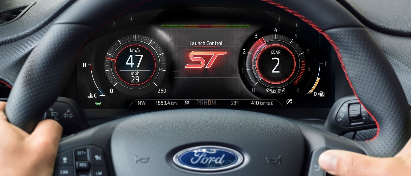 Le tableau de bord du Ford Puma ST affichant les modes de conduite.