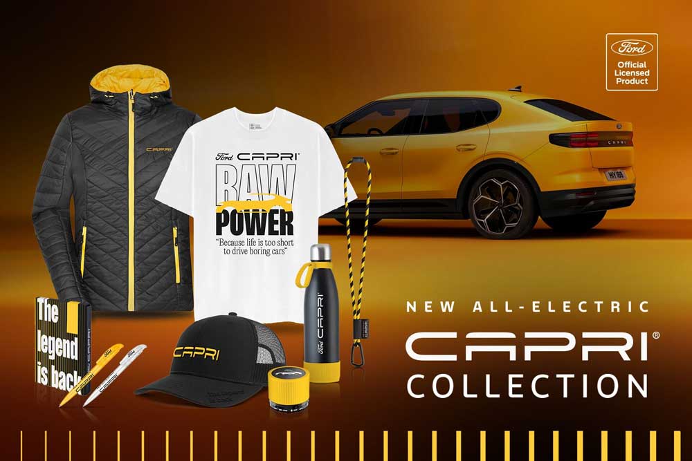 Collection Ford Capri, vestes, casquette et accessoires.