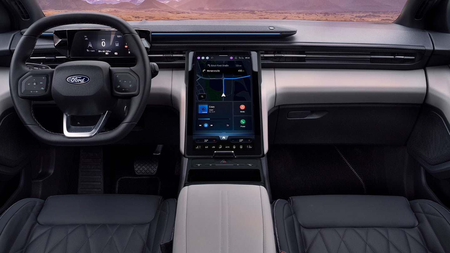 Tableau de bord du Ford Explorer, volant et écran tactile SYNC Move de 14,6’