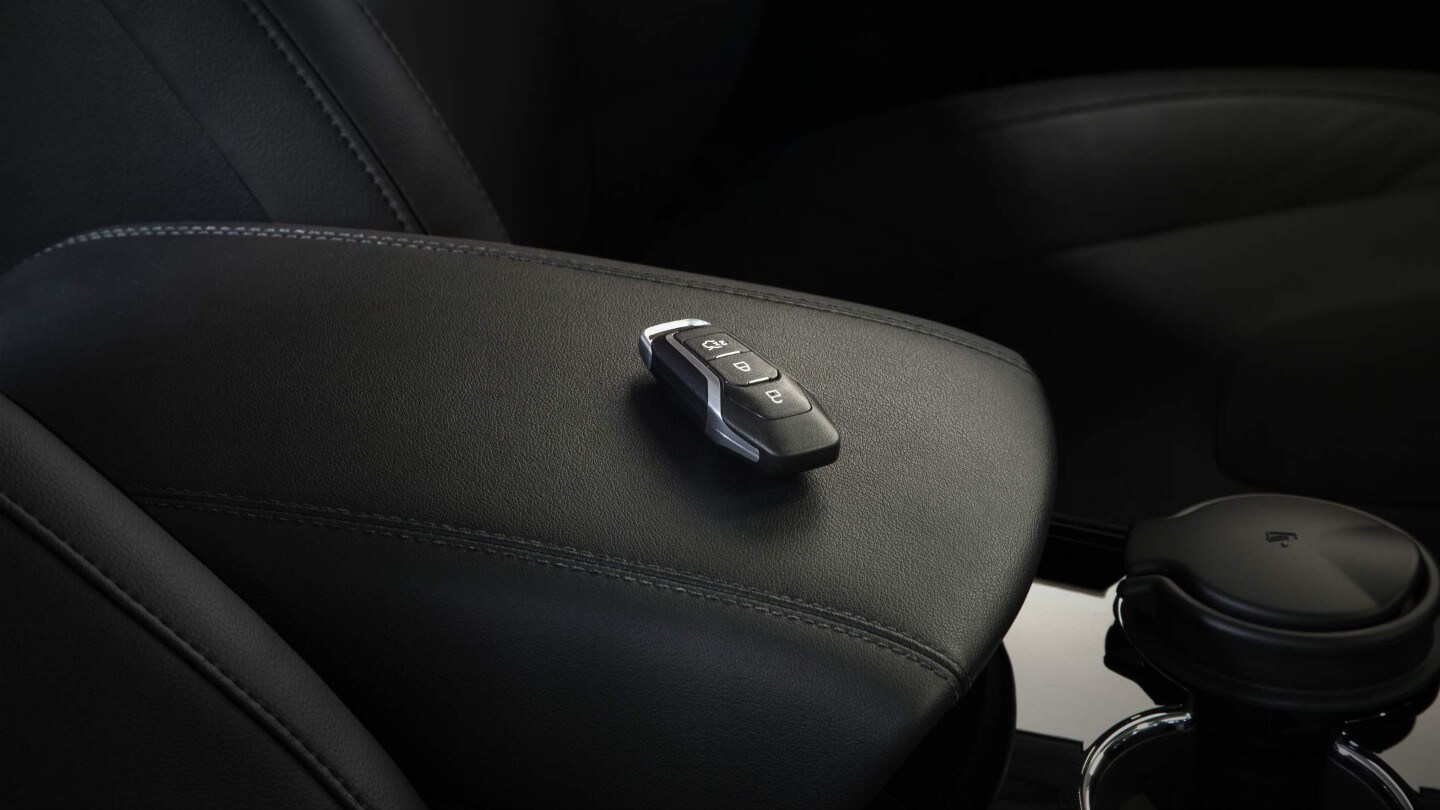 Ford MyKey showing key fob on the armrest