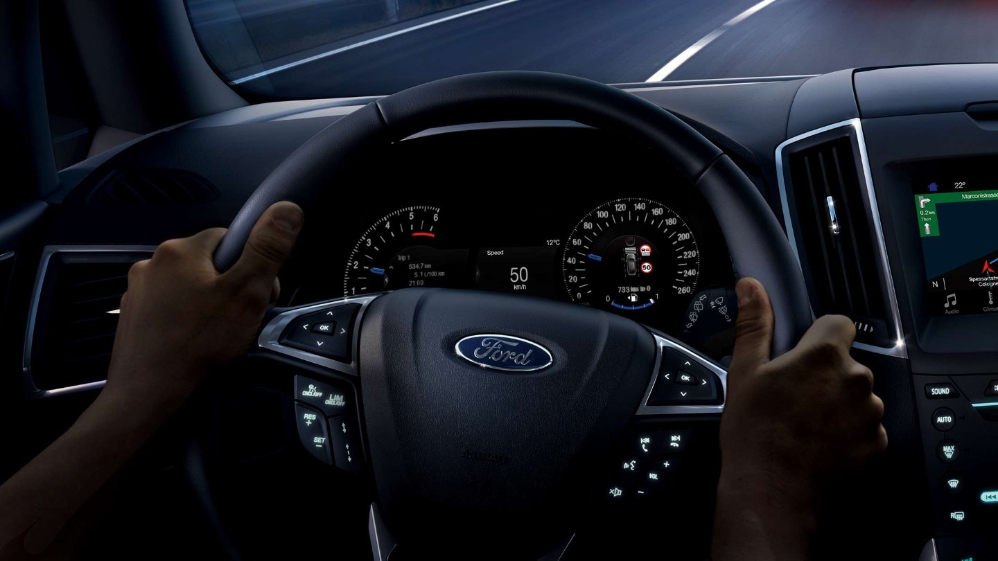 Ford Galaxy driver's view showing hands on the steering column