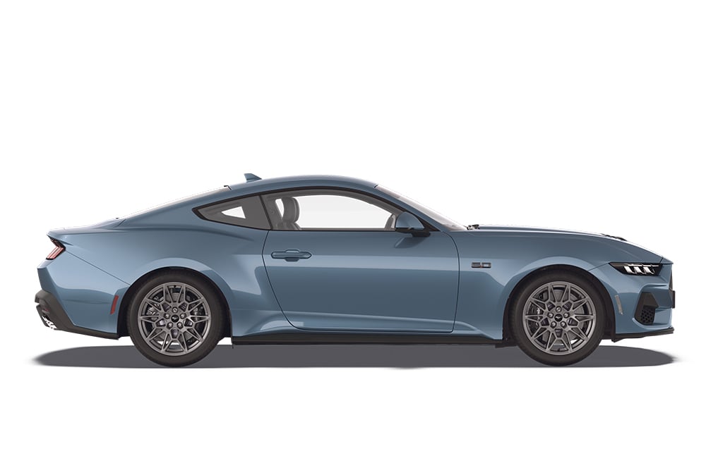Ford Mustang bleu vapeur, de la gamme de voitures Ford Performance.