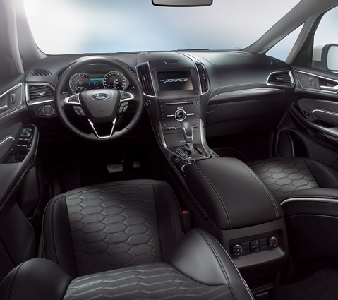 Ford S-MAX Vignale interior showing the dashboard and steering wheel