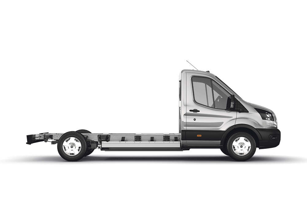 Vue latérale du Ford E‑Transit Châssis
