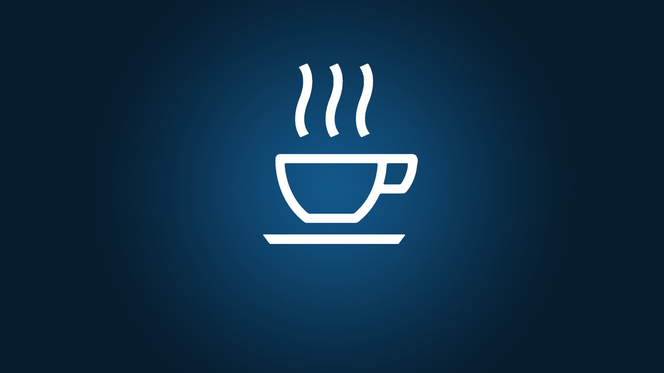 Icone d’une tasse de café sur fond bleu.