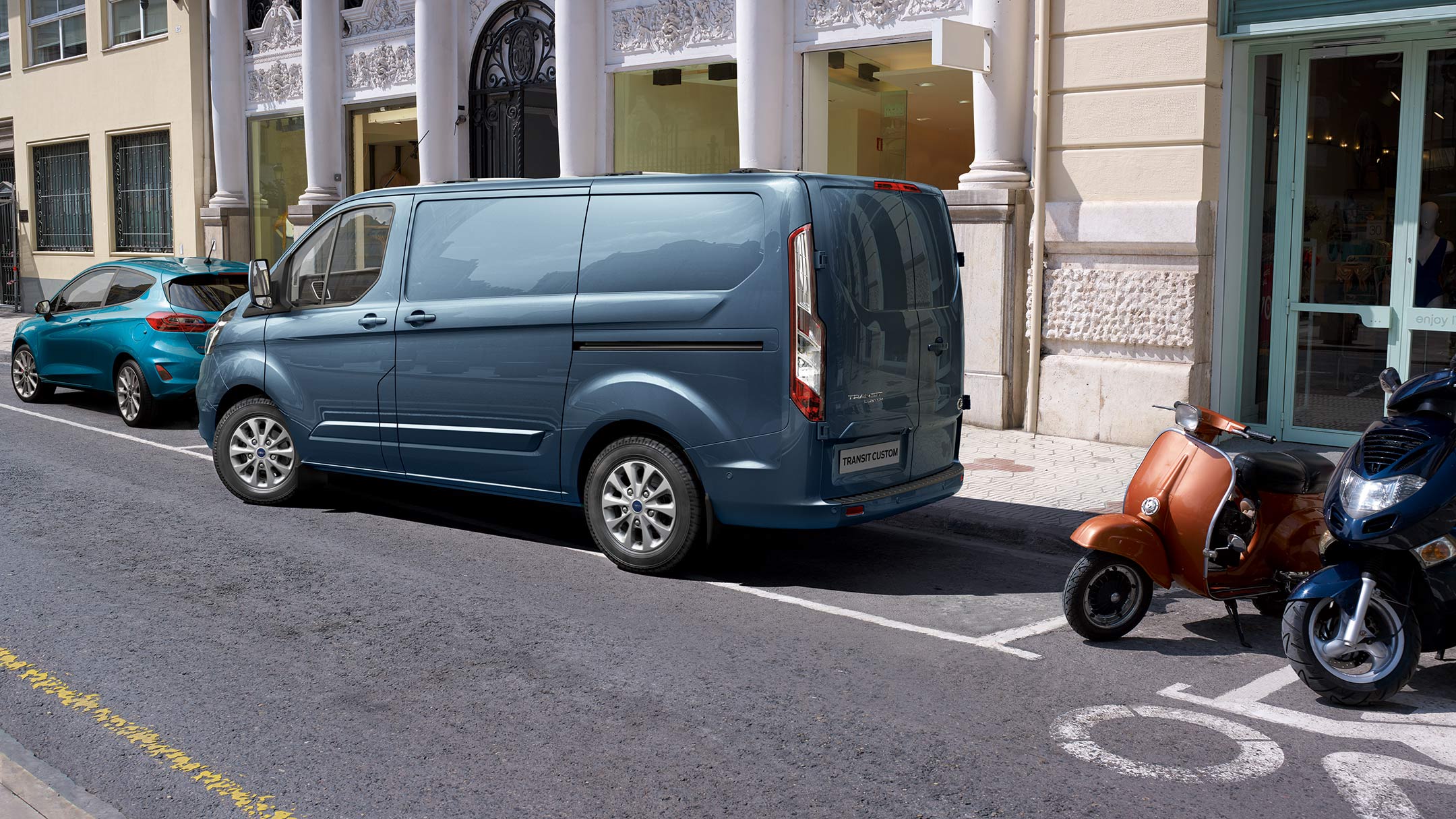 New Ford Transit Custom shown parking with active park assist