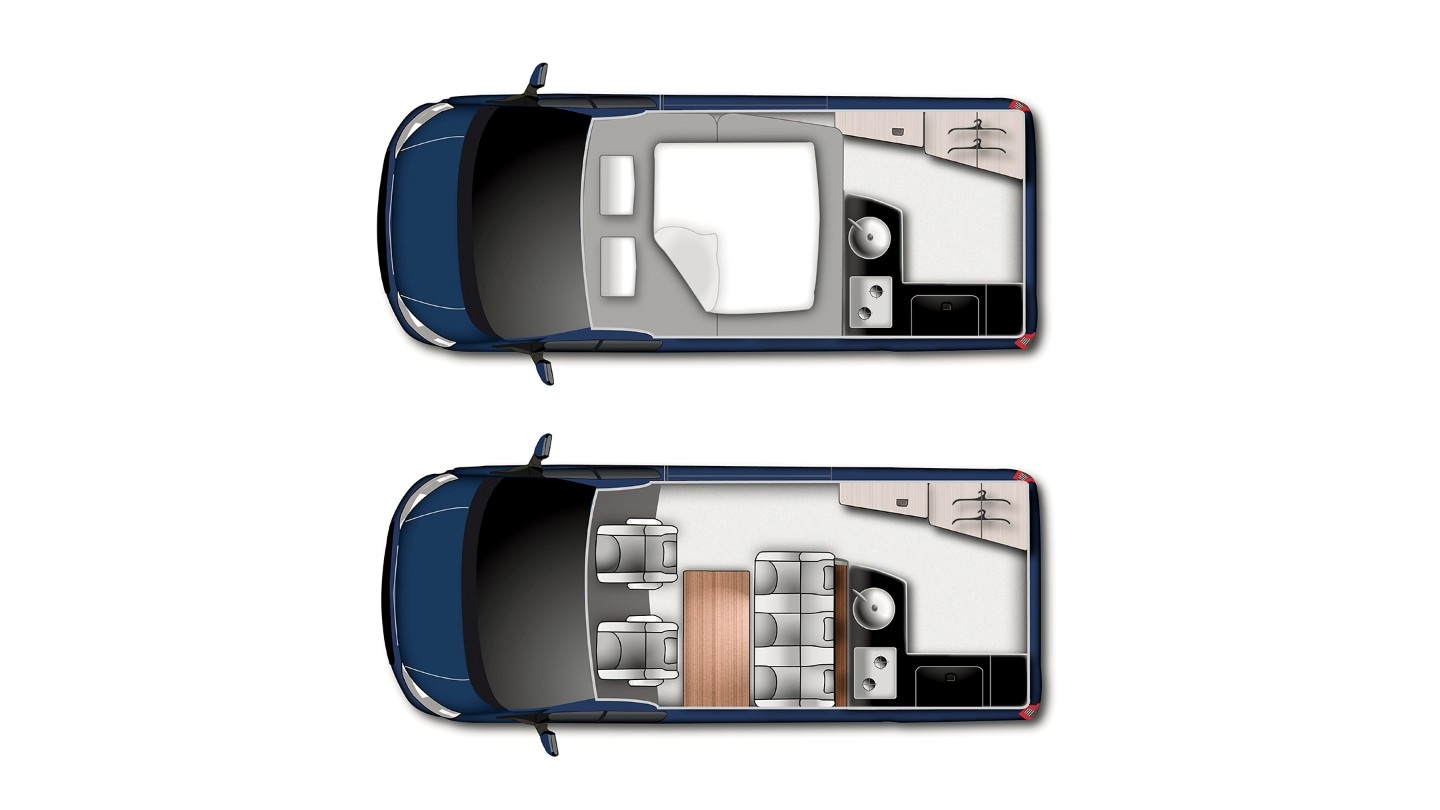 Plan de l’intérieur du Ford Transit Custom Nugget