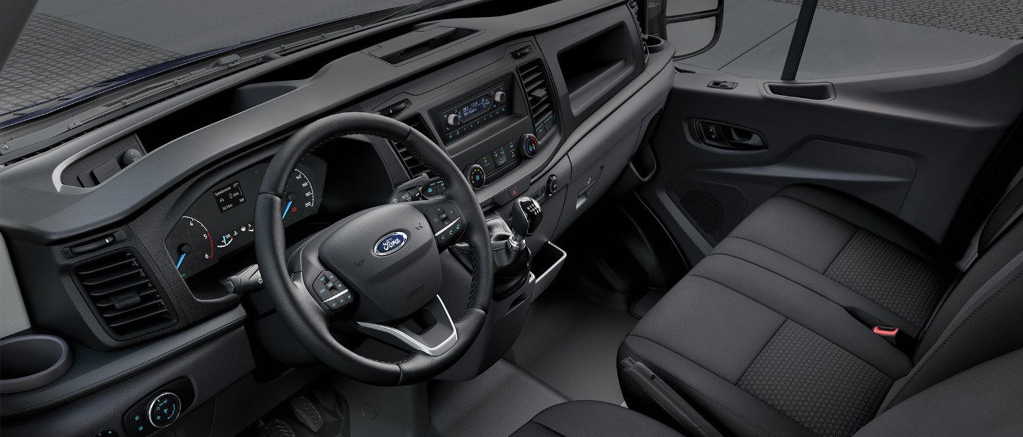 Ford Chassis Cab close up on front seats and steering wheel