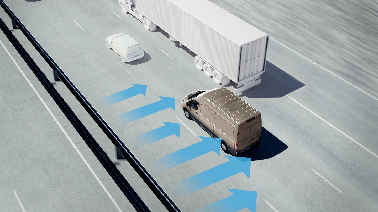 Illustration du stabilisateur de vent lateral disponible sur le Ford Transit.