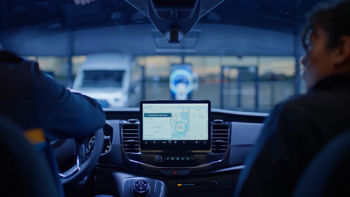 Ford E-Transit internal view of dashboard screen