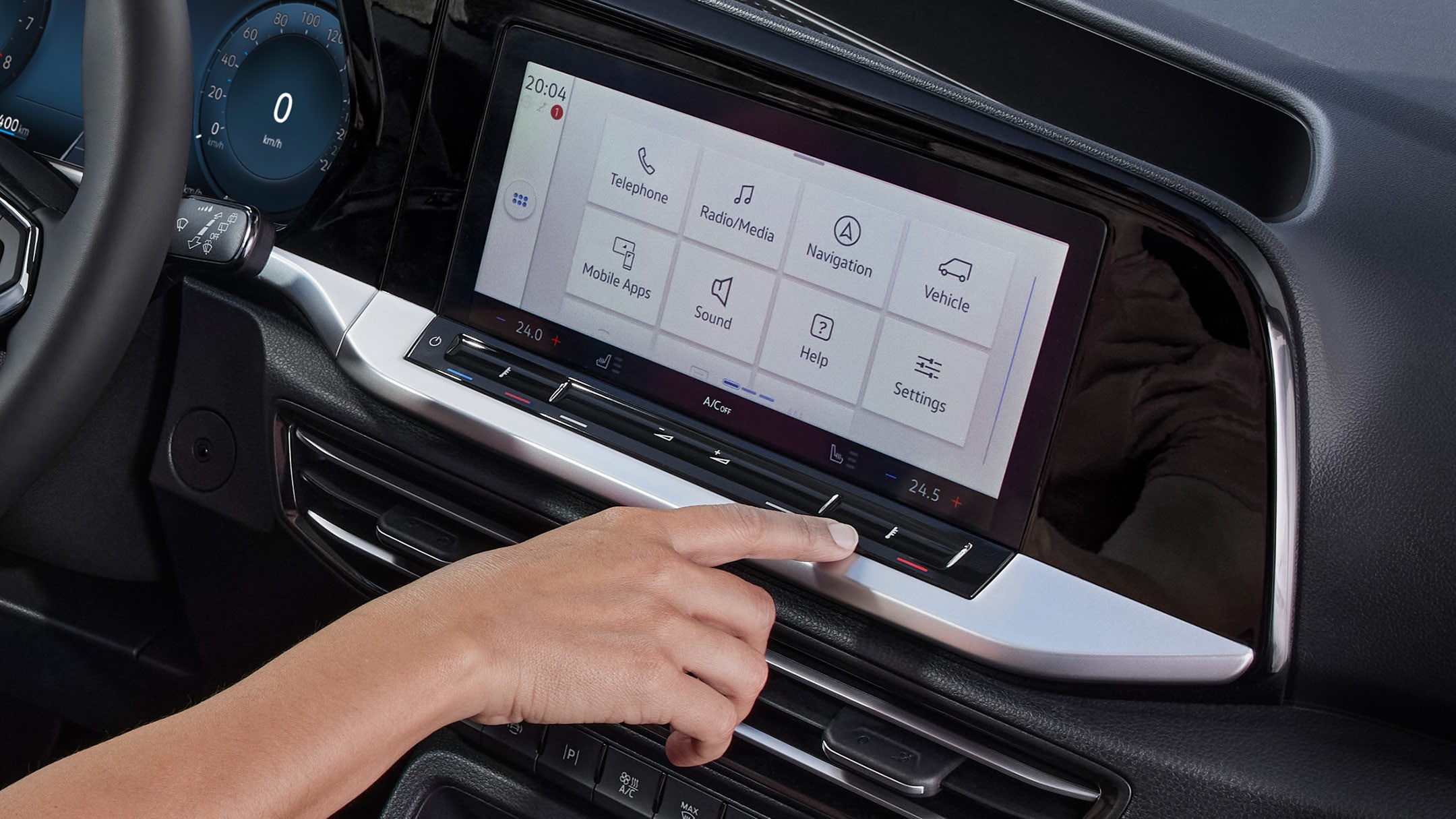 Gros plan sur l’écran tactile 10’’ du Ford Tourneo Connect.