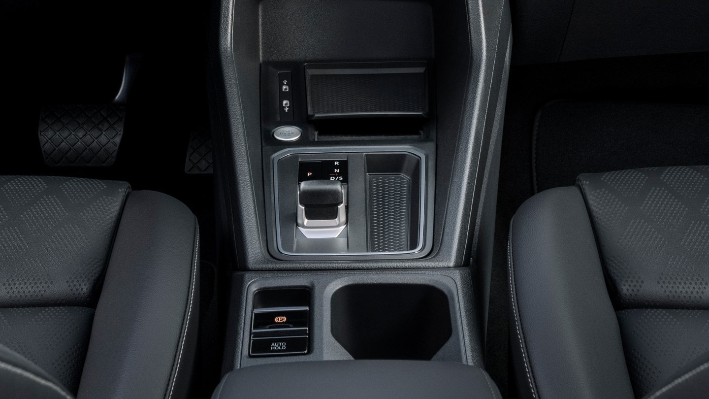 Vue sur la transmission automatique PowerShift du Ford Tourneo Connect.
