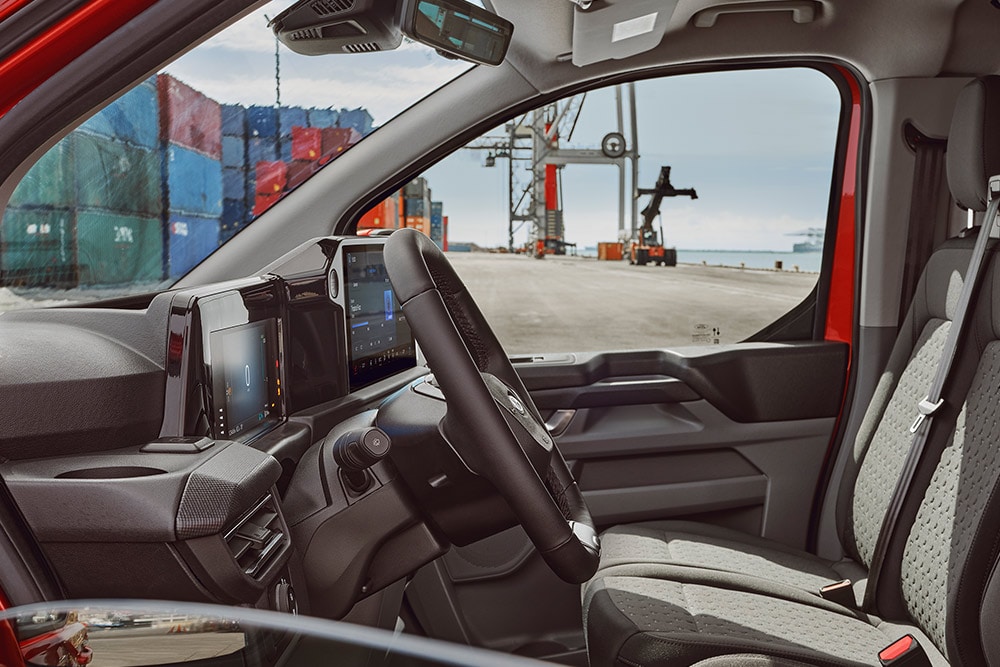 Intérieur d'un fourgon Ford Transit Custom.