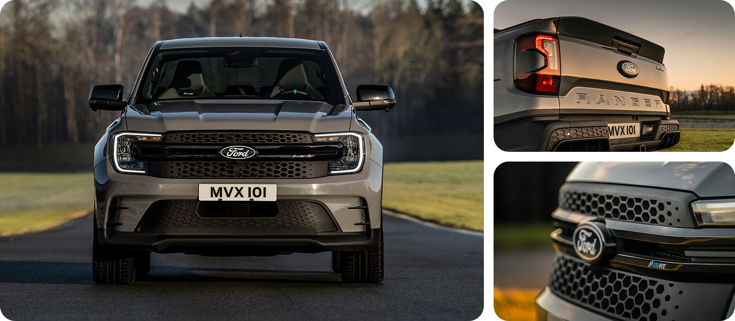 Vue de face du Ford Ranger MS-RT avec sa calandre audacieuse.