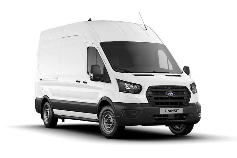 Fourgon Ford Transit blanc, en modèle de base.