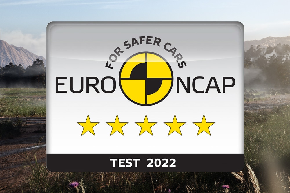 Badge de cote sécurité Euro NCAP 5 étoiles pour le Ford Ranger, testé en 2022.
