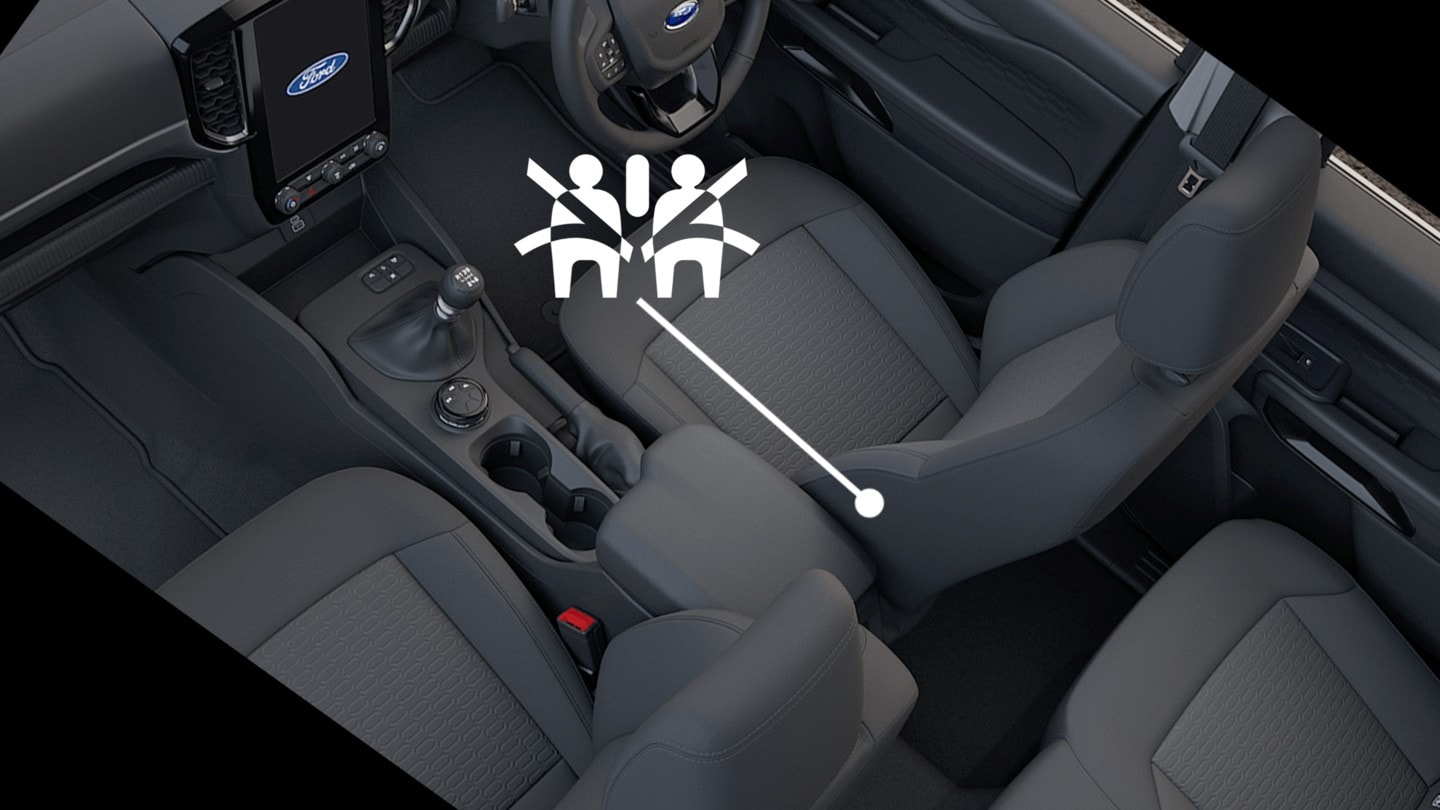 All-New Ford Ranger front seats with airbag location graphic